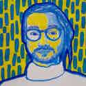 ilustração homem com óculos azul e amarelo
